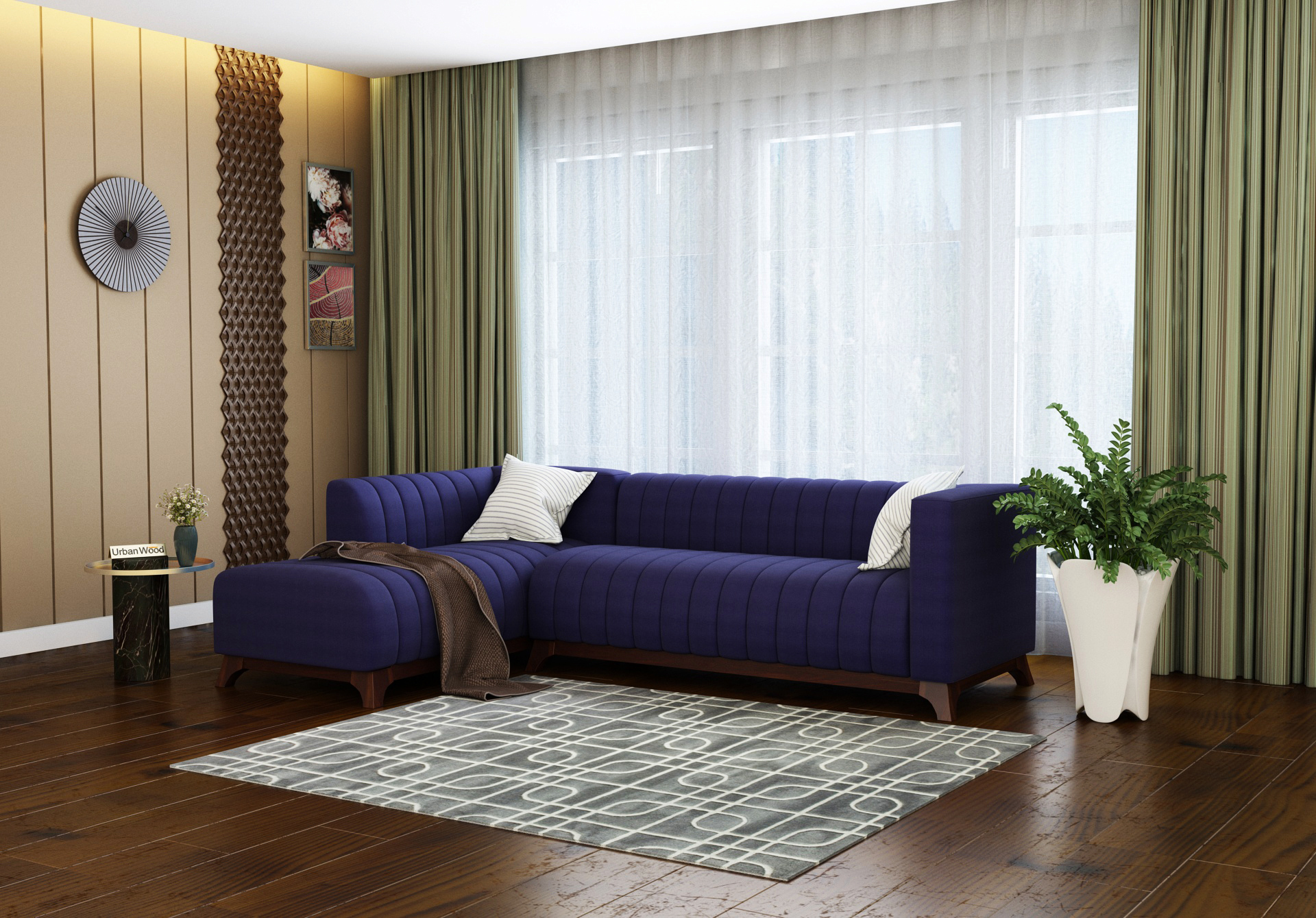 urbanwood l-shaped fabric sofa